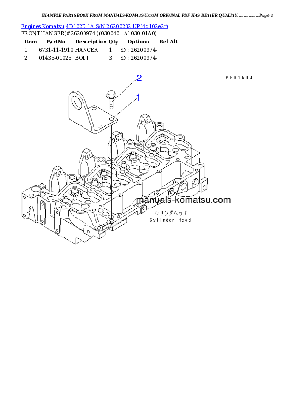 Protected: 4D102E-1A S/N 26200282-UP Partsbook