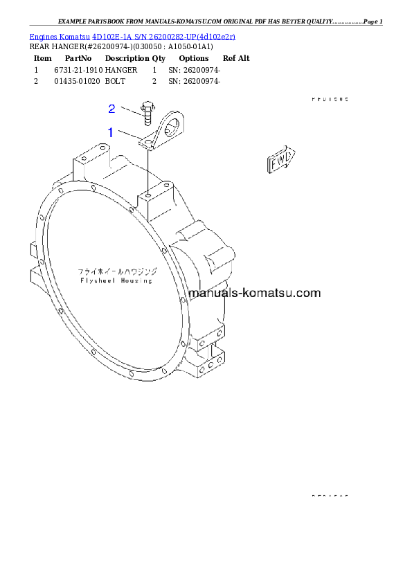 Protected: 4D102E-1A S/N 26200282-UP Partsbook