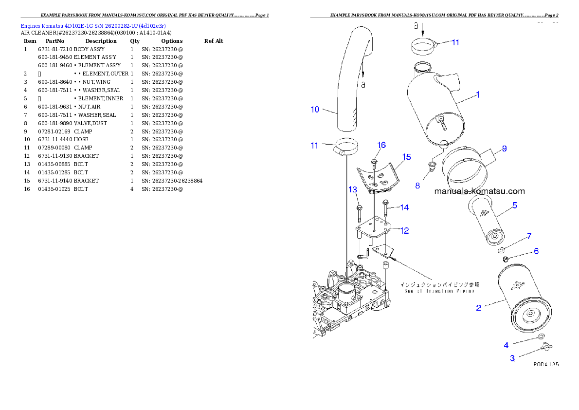 Protected: 4D102E-1G S/N 26200282-UP Partsbook