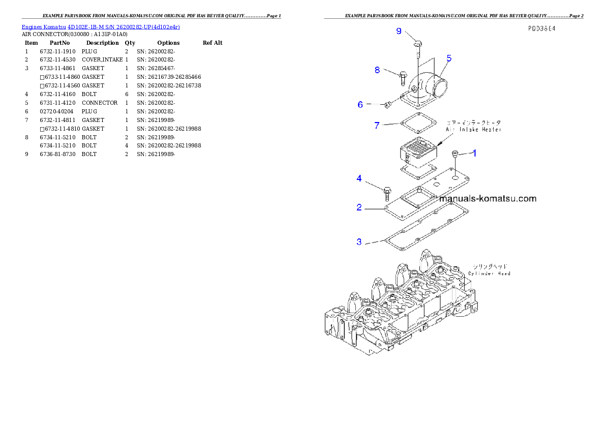 Protected: 4D102E-1B-M S/N 26200282-UP Partsbook