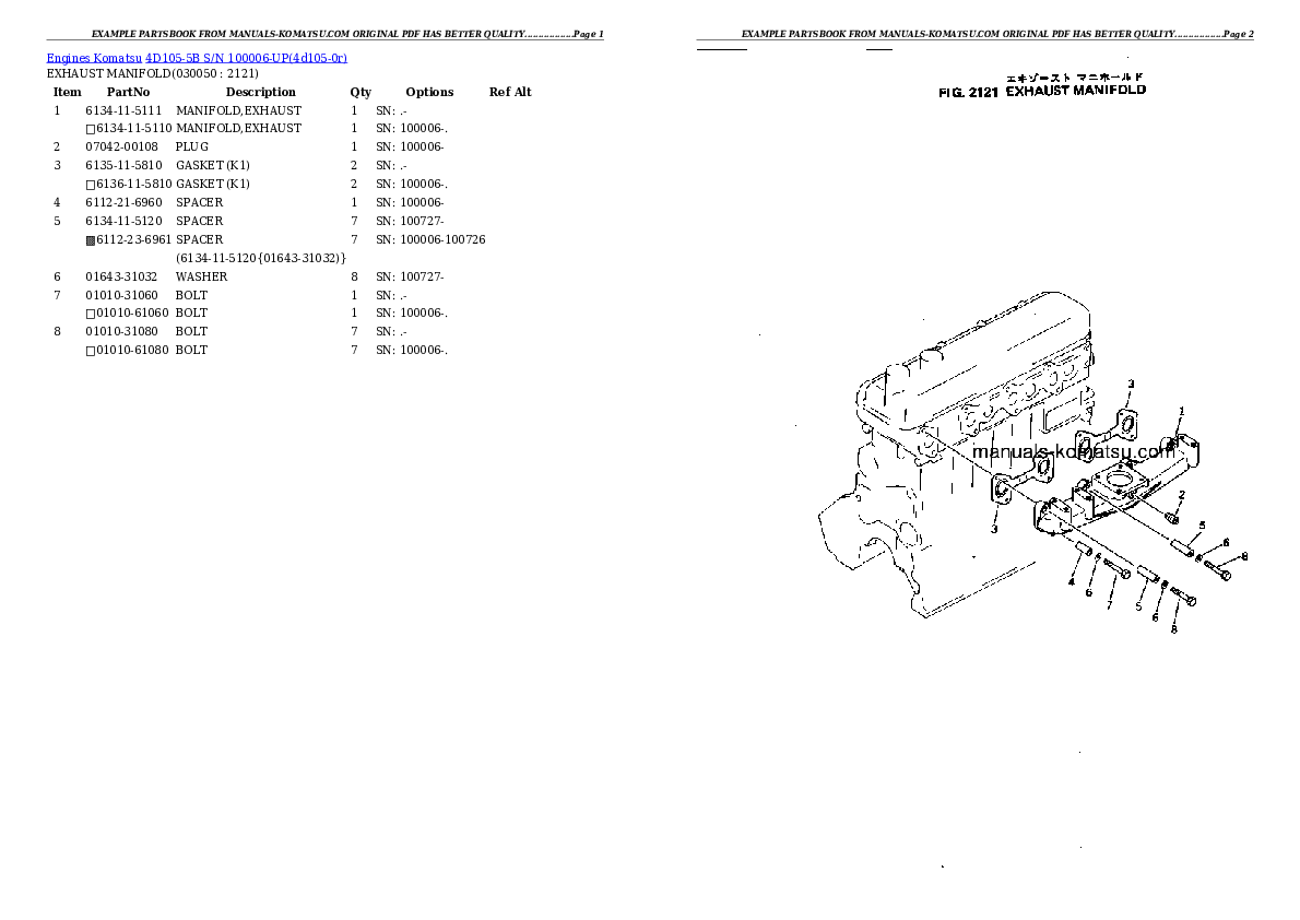 Protected: 4D105-5B S/N 100006-UP Partsbook