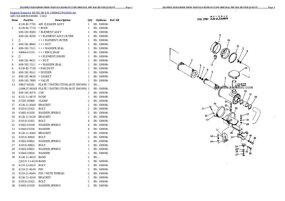 Protected: 4D105-5B S/N 100006-UP Partsbook