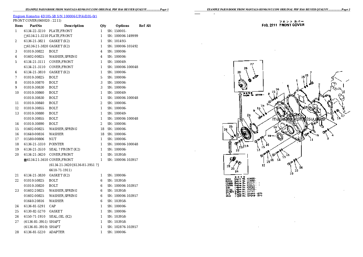 Protected: 4D105-5B S/N 100006-UP Partsbook