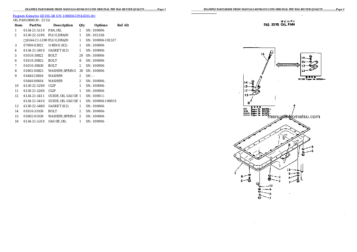 Protected: 4D105-5B S/N 100006-UP Partsbook