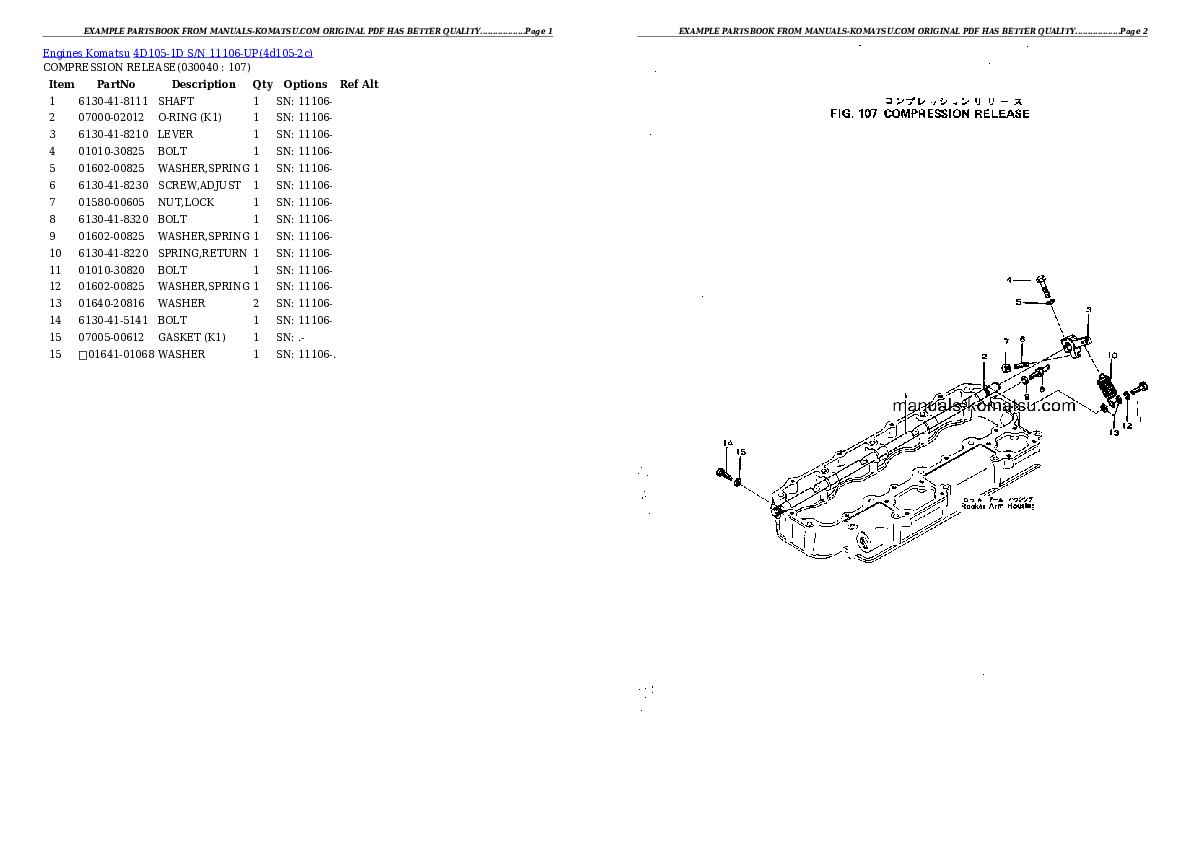 Protected: 4D105-1D S/N 11106-UP Partsbook