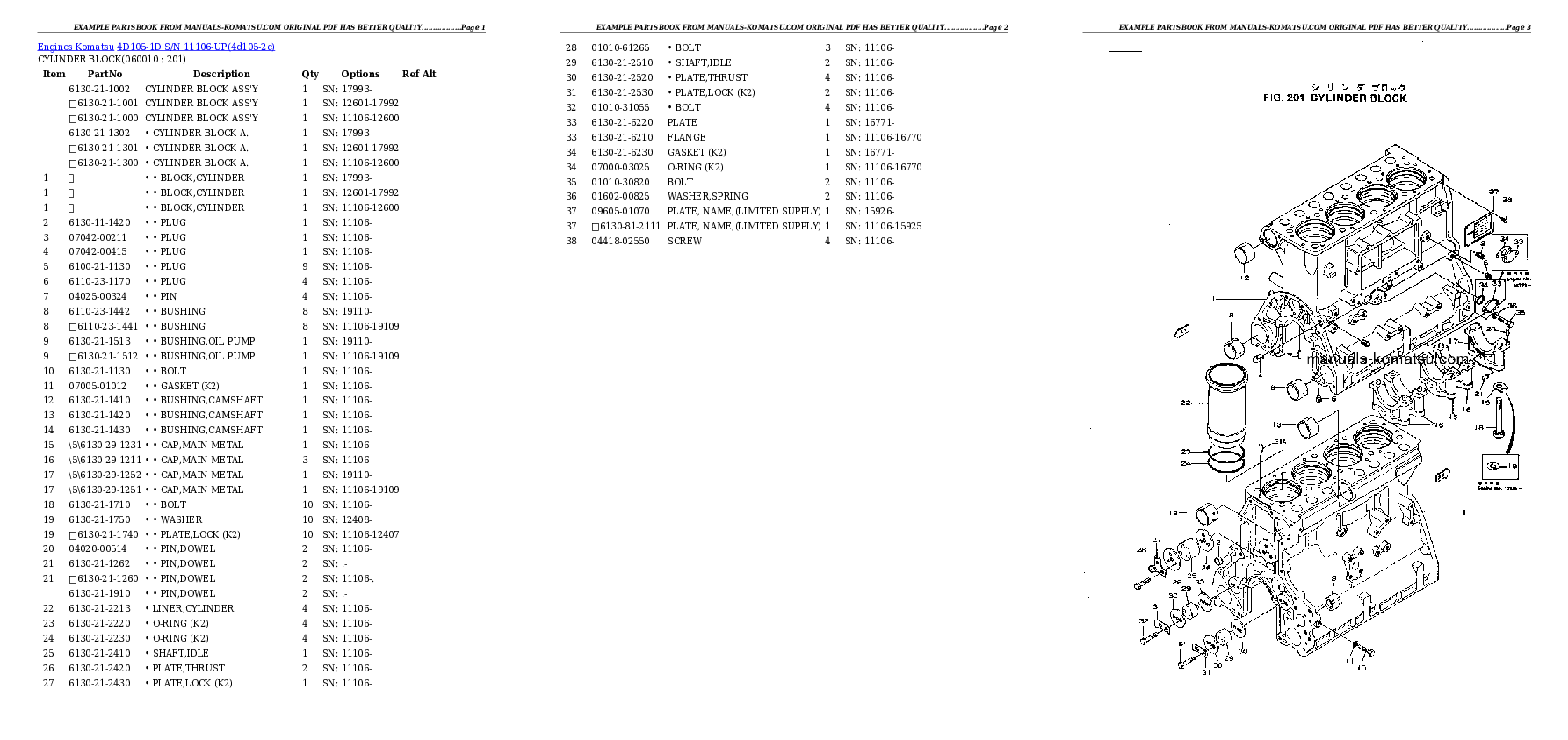 Protected: 4D105-1D S/N 11106-UP Partsbook