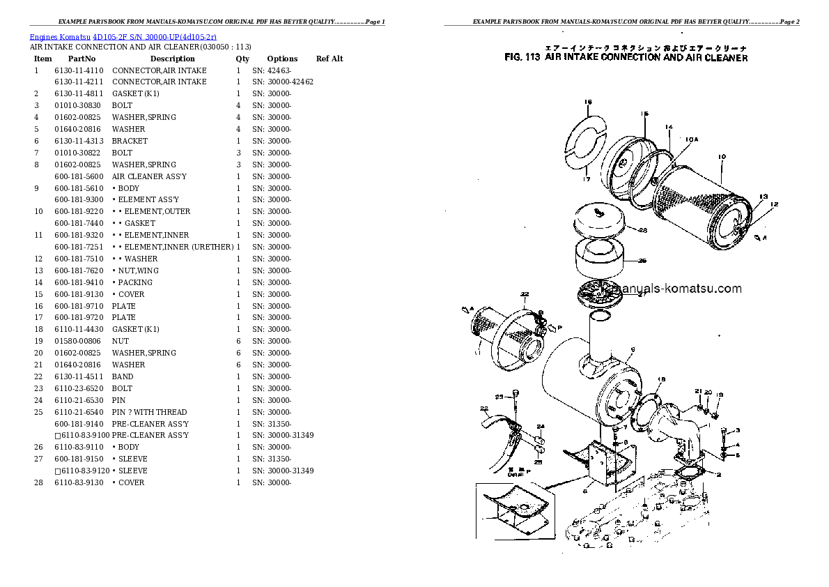 Protected: 4D105-2F S/N 30000-UP Partsbook