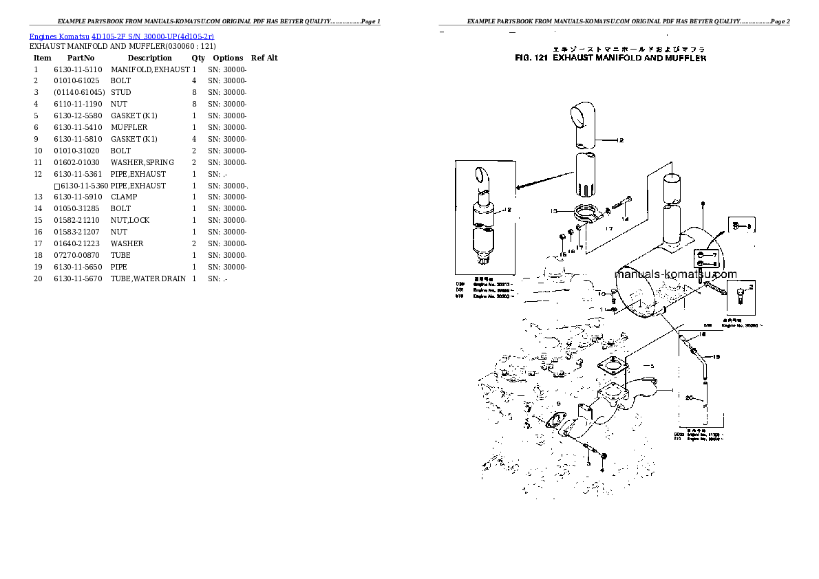 Protected: 4D105-2F S/N 30000-UP Partsbook