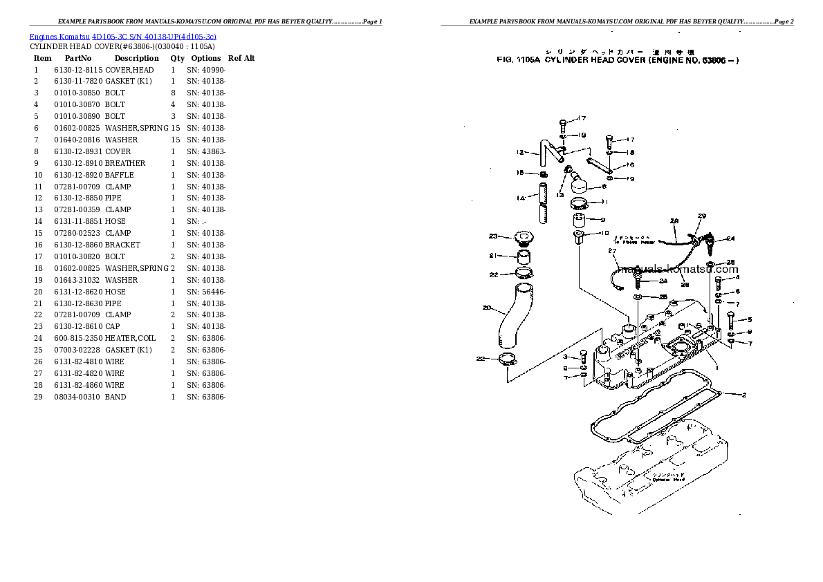 Protected: 4D105-3C S/N 40138-UP Partsbook