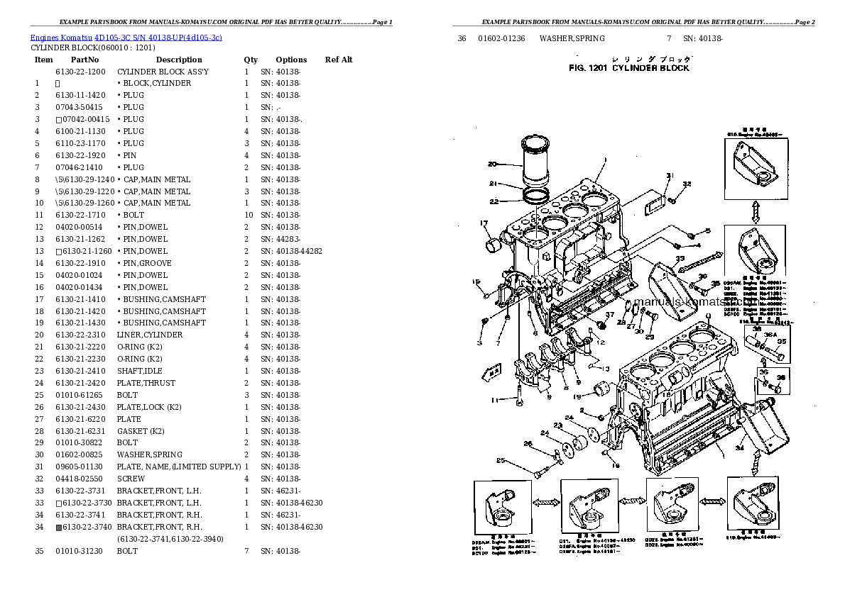 Protected: 4D105-3C S/N 40138-UP Partsbook