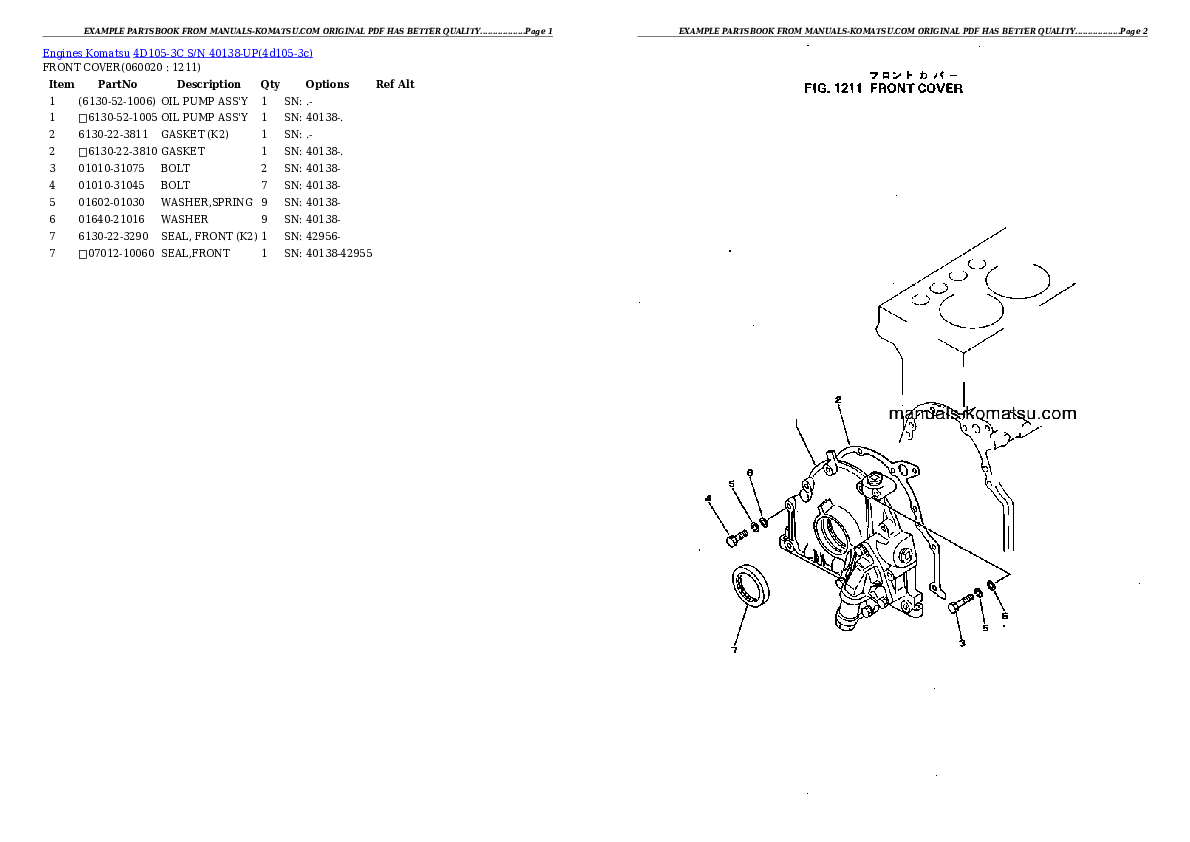 Protected: 4D105-3C S/N 40138-UP Partsbook
