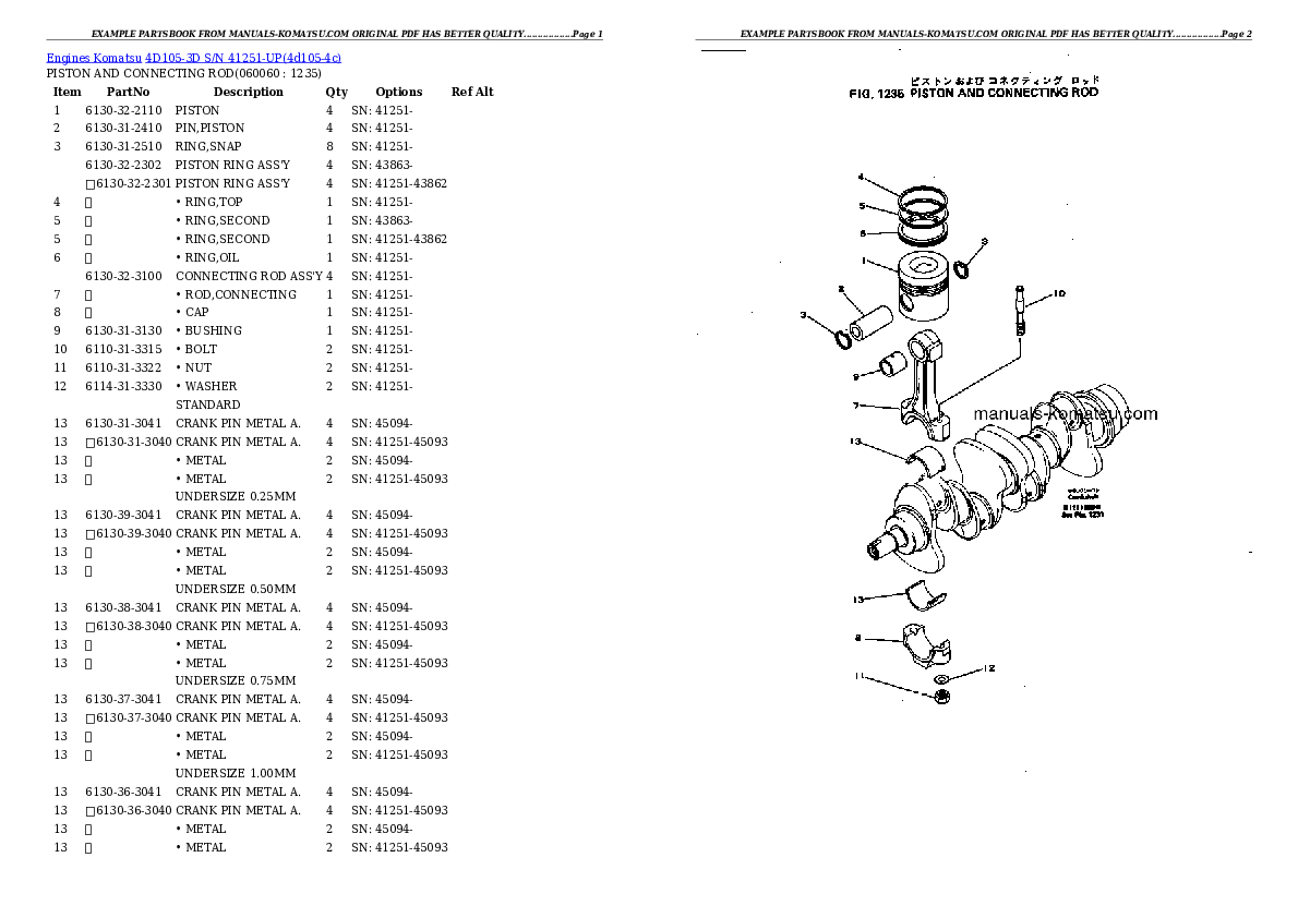 Protected: 4D105-3D S/N 41251-UP Partsbook