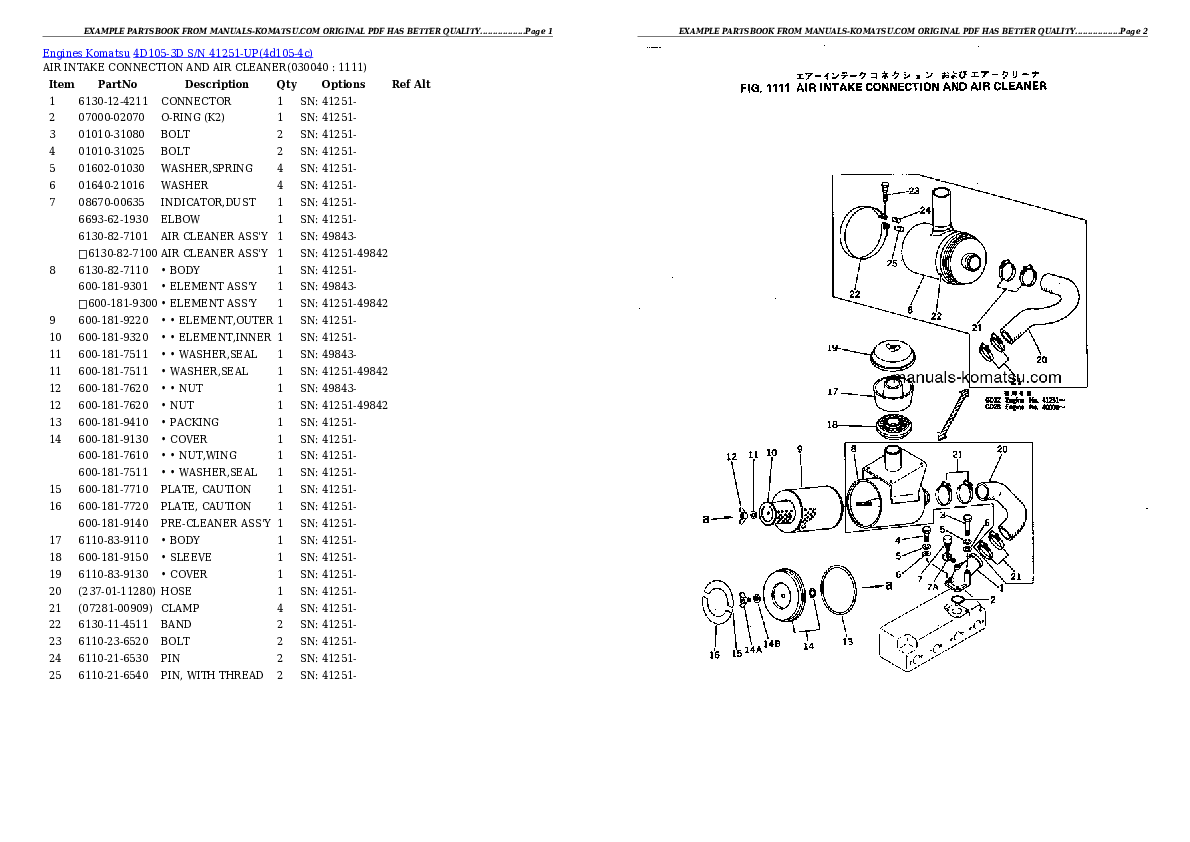 Protected: 4D105-3D S/N 41251-UP Partsbook