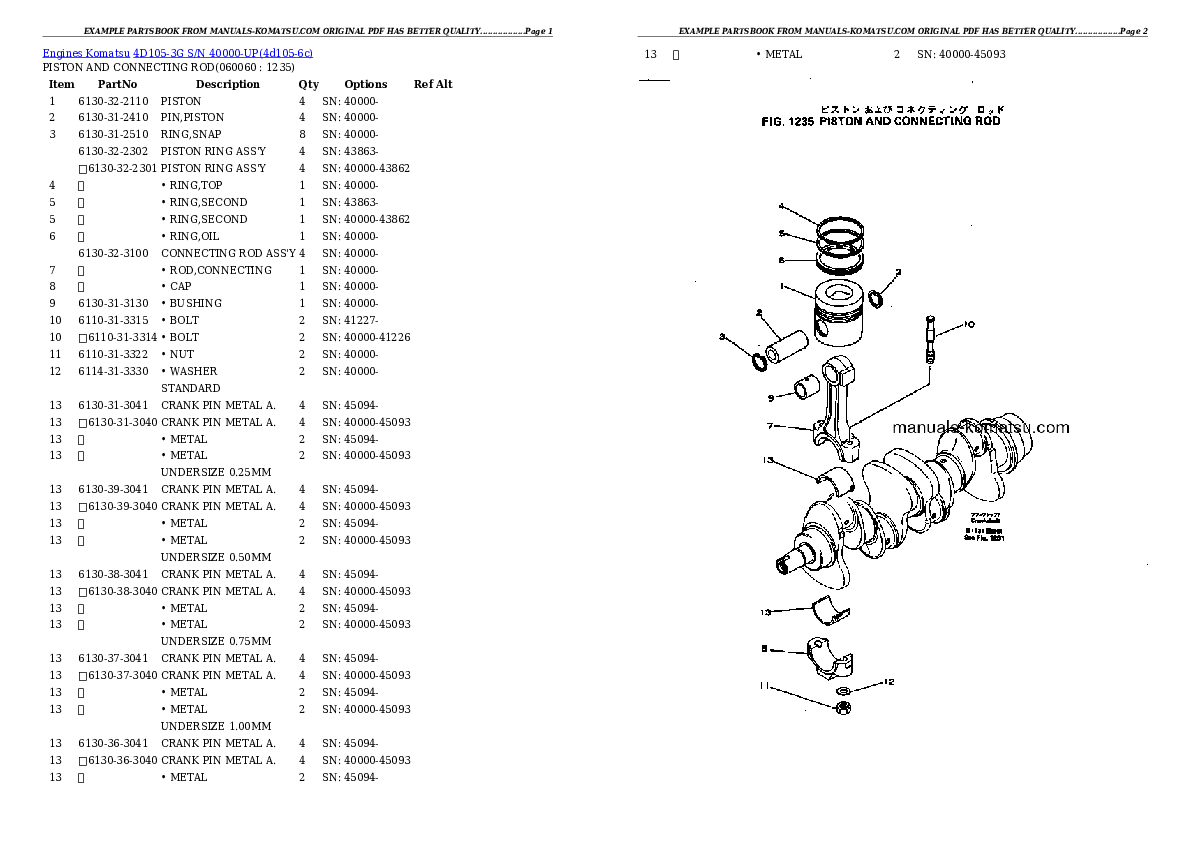 Protected: 4D105-3G S/N 40000-UP Partsbook