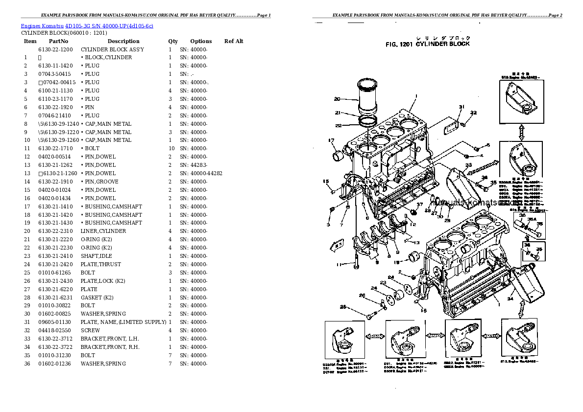 Protected: 4D105-3G S/N 40000-UP Partsbook