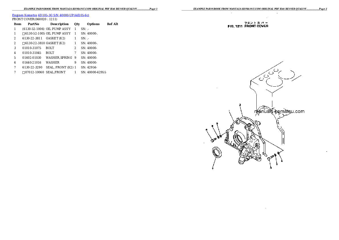 Protected: 4D105-3G S/N 40000-UP Partsbook