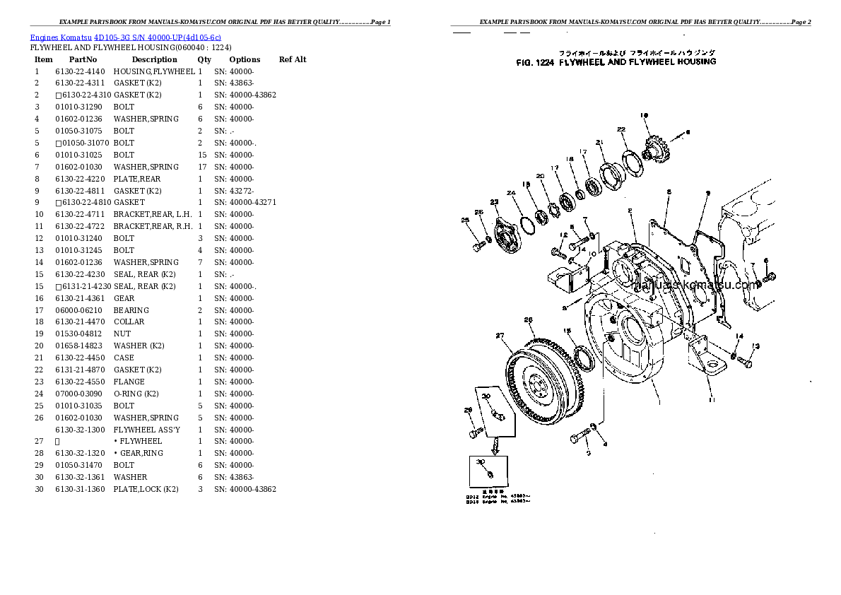 Protected: 4D105-3G S/N 40000-UP Partsbook