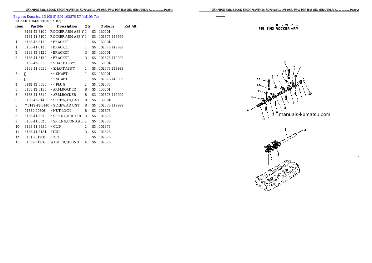 4D105-5J S/N 102876-UP Partsbook