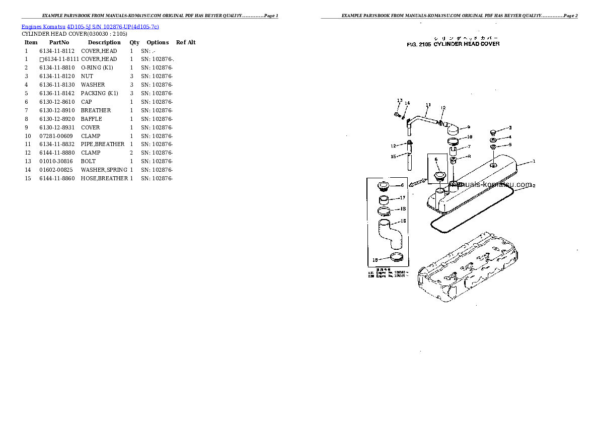 4D105-5J S/N 102876-UP Partsbook