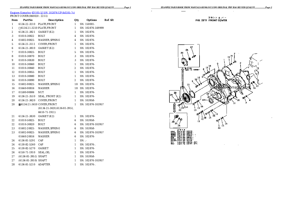 Protected: 4D105-5J S/N 102876-UP Partsbook