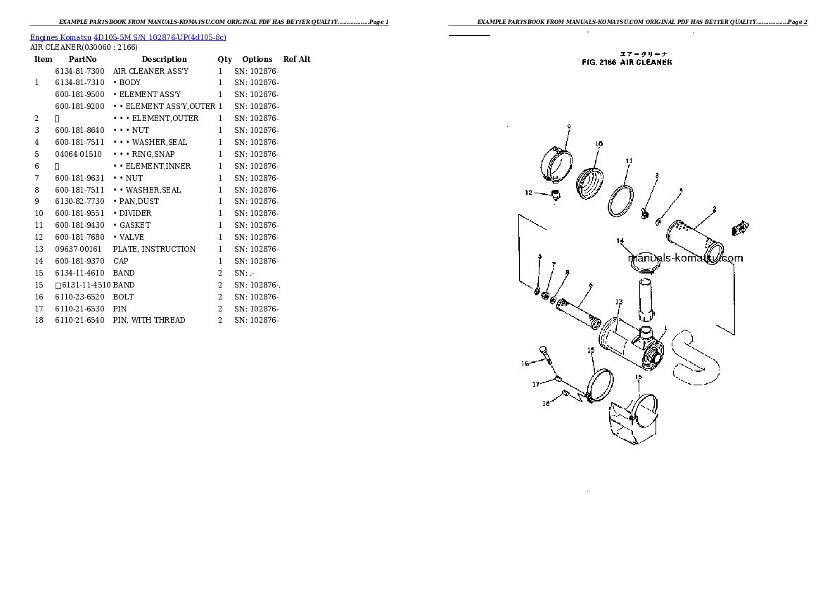 Protected: 4D105-5M S/N 102876-UP Partsbook