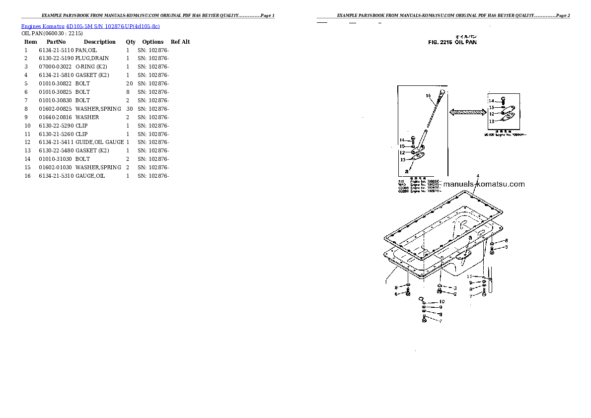 Protected: 4D105-5M S/N 102876-UP Partsbook