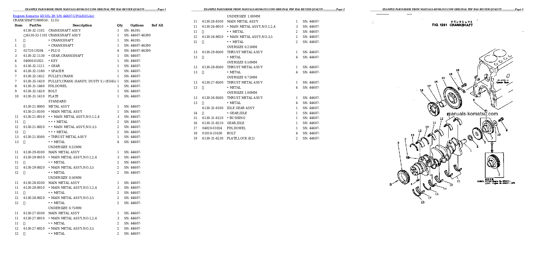 Protected: 4D105-3H S/N 44607-UP Partsbook