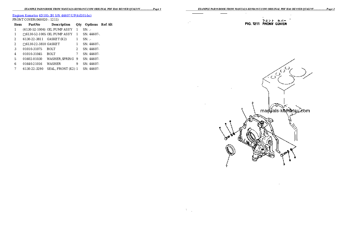Protected: 4D105-3H S/N 44607-UP Partsbook