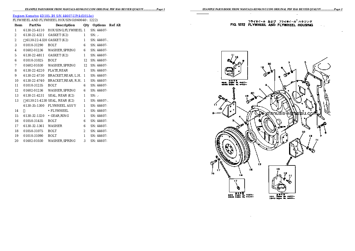 Protected: 4D105-3H S/N 44607-UP Partsbook