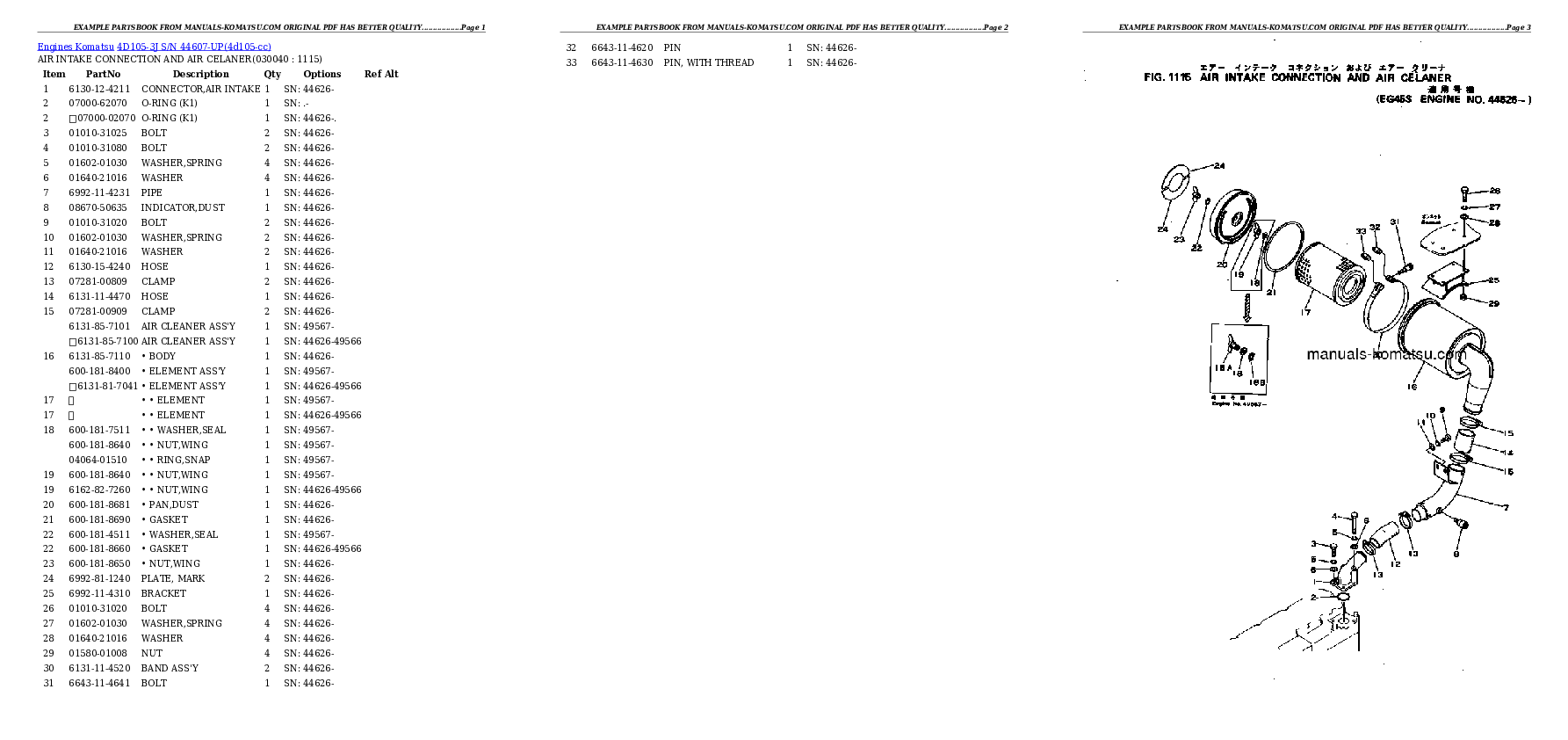 Protected: 4D105-3J S/N 44607-UP Partsbook