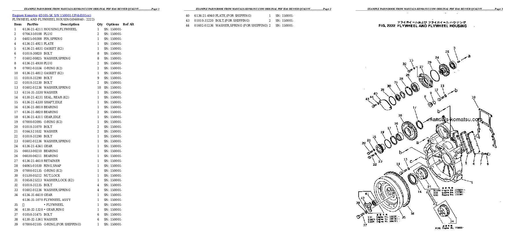 Protected: 4D105-5K S/N 150001-UP Partsbook