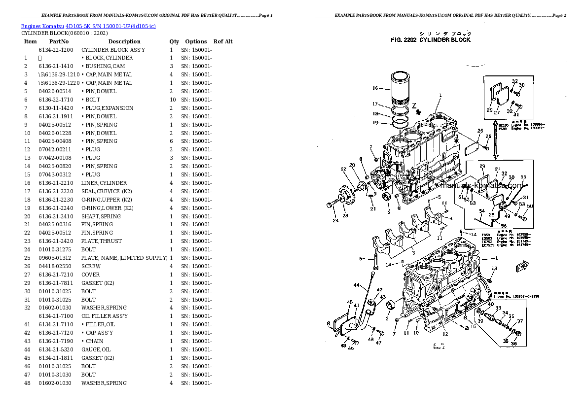 Protected: 4D105-5K S/N 150001-UP Partsbook