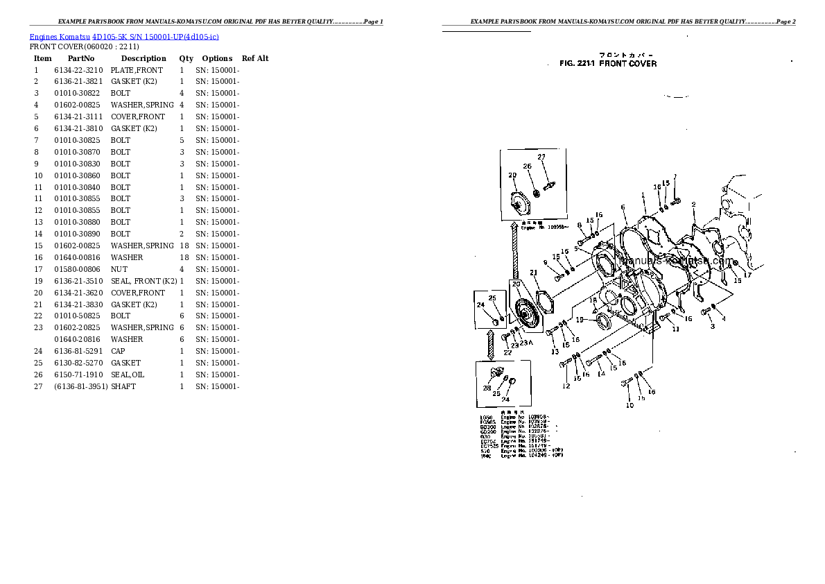 Protected: 4D105-5K S/N 150001-UP Partsbook