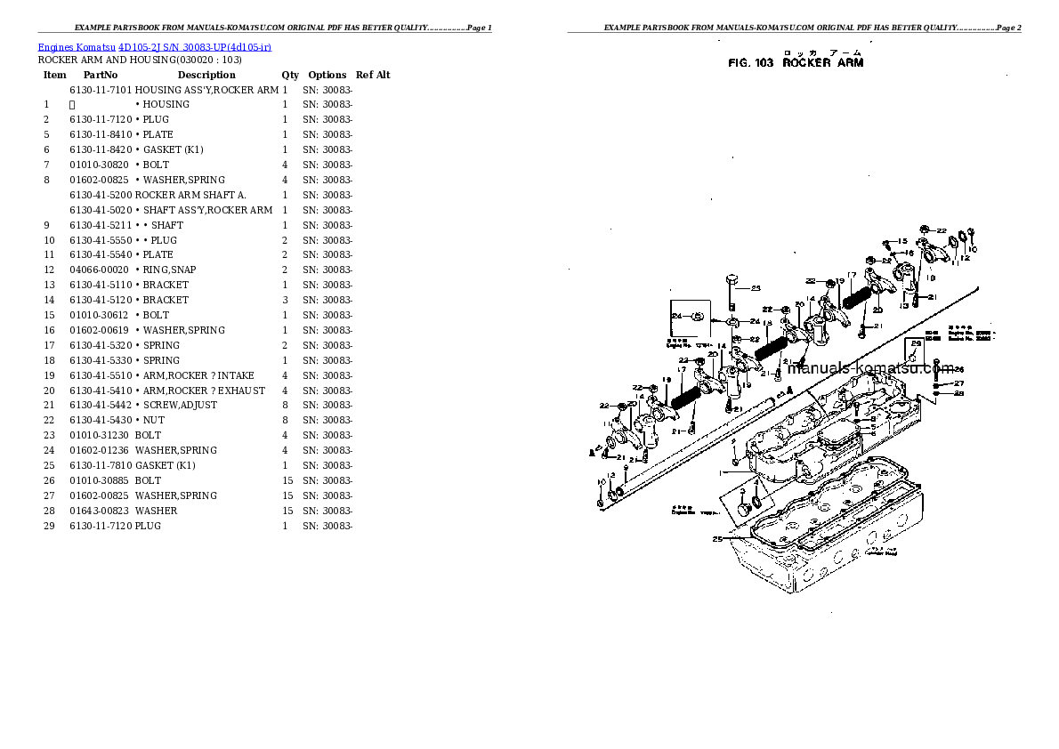 4D105-2J S/N 30083-UP Partsbook