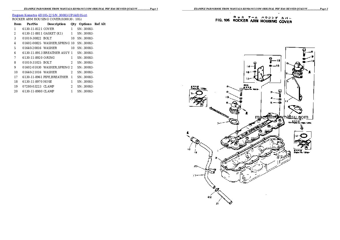 4D105-2J S/N 30083-UP Partsbook