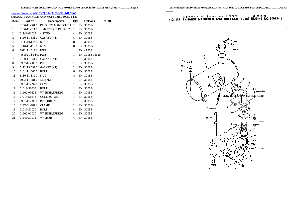 Protected: 4D105-2J S/N 30083-UP Partsbook