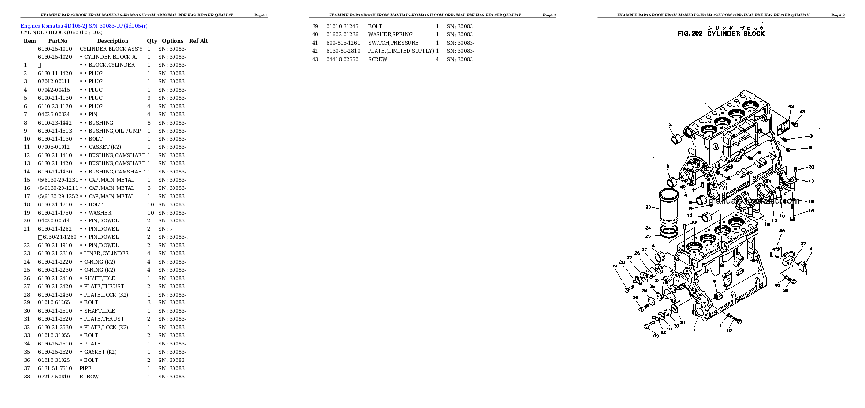 Protected: 4D105-2J S/N 30083-UP Partsbook