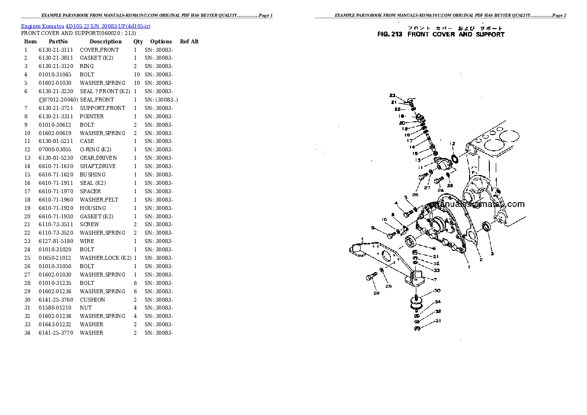 Protected: 4D105-2J S/N 30083-UP Partsbook