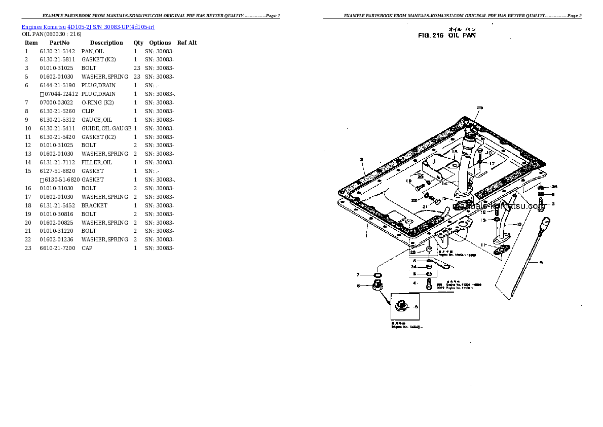 Protected: 4D105-2J S/N 30083-UP Partsbook