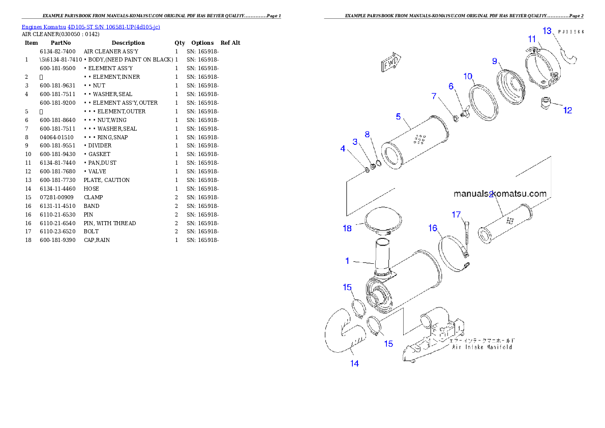 Protected: 4D105-5T S/N 106581-UP Partsbook