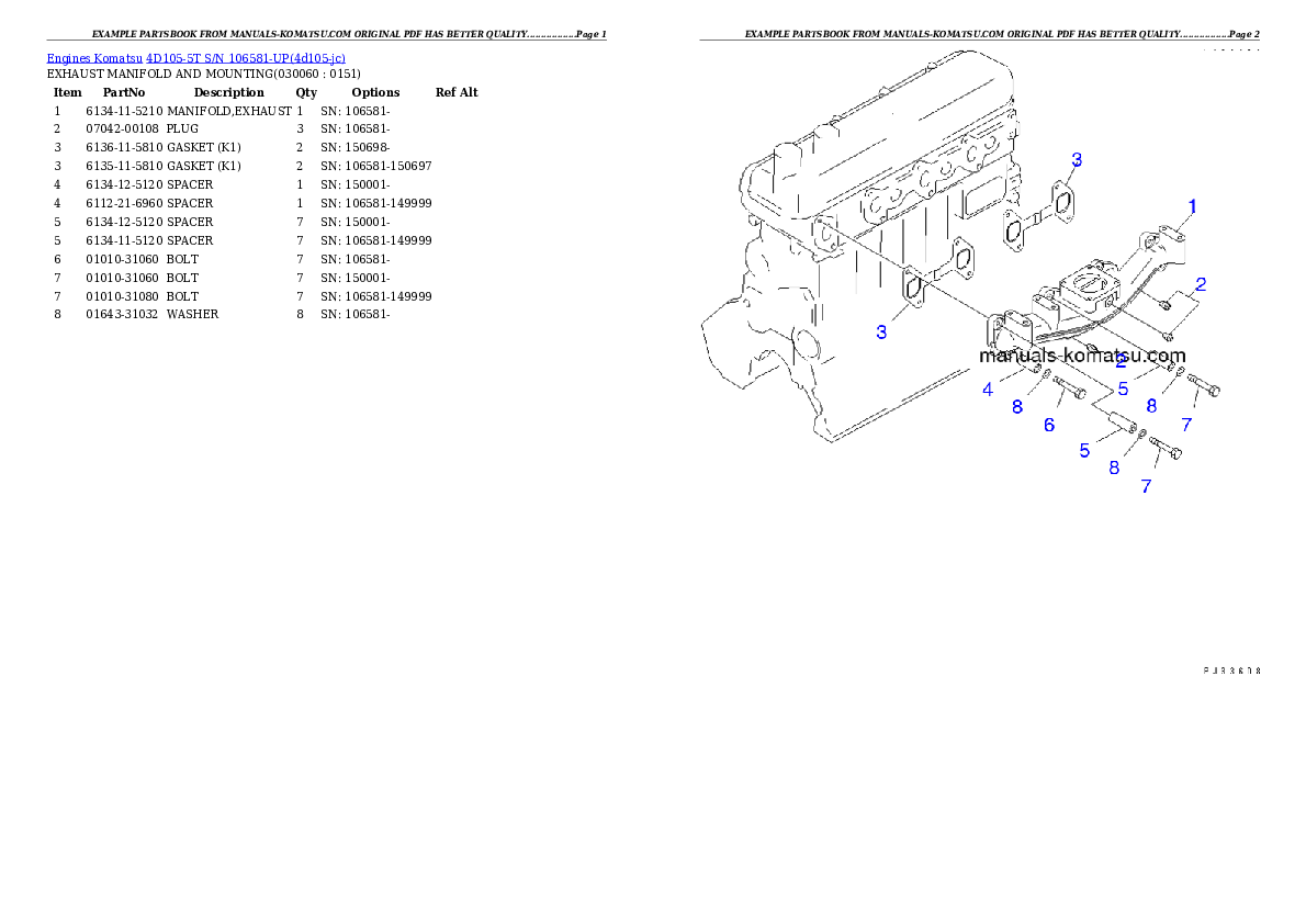 Protected: 4D105-5T S/N 106581-UP Partsbook