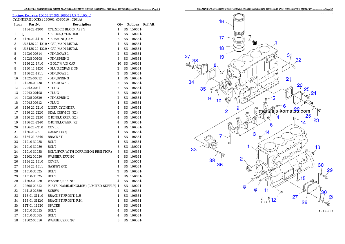 Protected: 4D105-5T S/N 106581-UP Partsbook