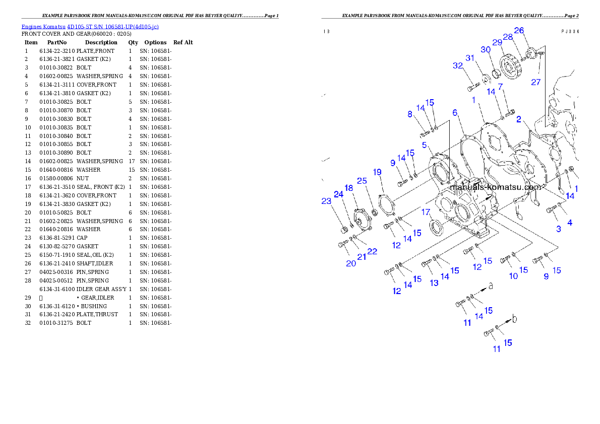 Protected: 4D105-5T S/N 106581-UP Partsbook