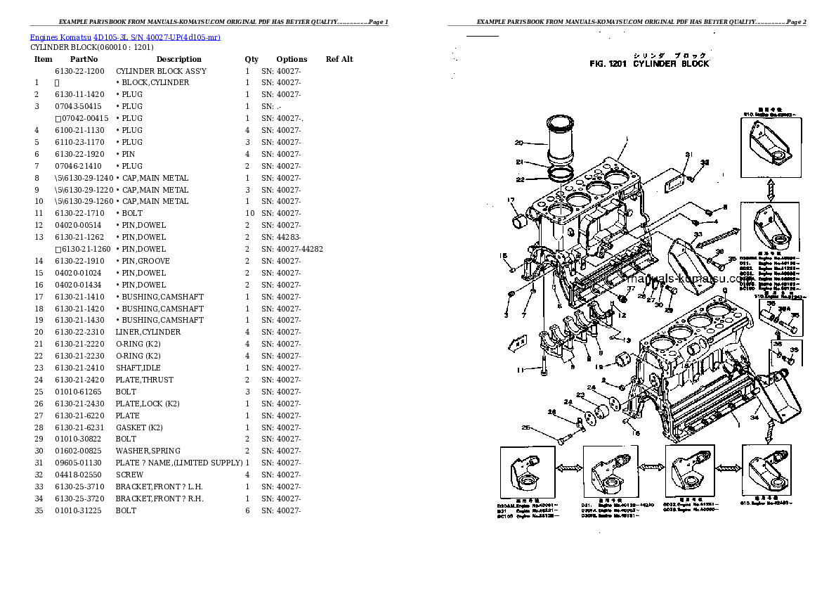 Protected: 4D105-3L S/N 40027-UP Partsbook