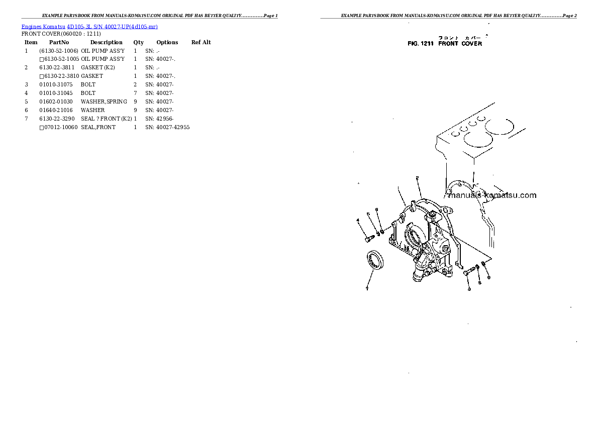 Protected: 4D105-3L S/N 40027-UP Partsbook