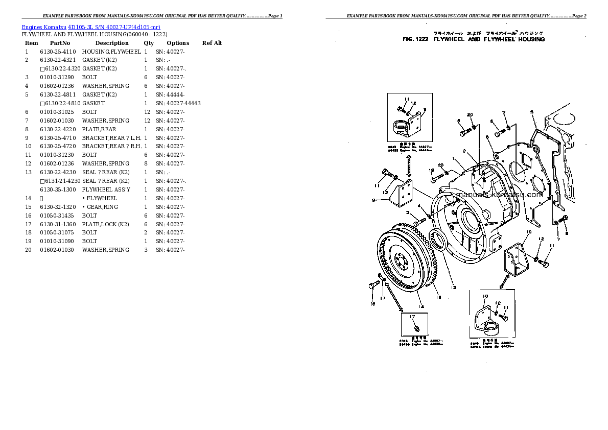 Protected: 4D105-3L S/N 40027-UP Partsbook