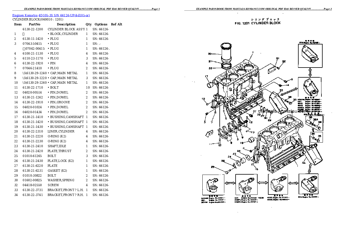 Protected: 4D105-3S S/N 66126-UP Partsbook
