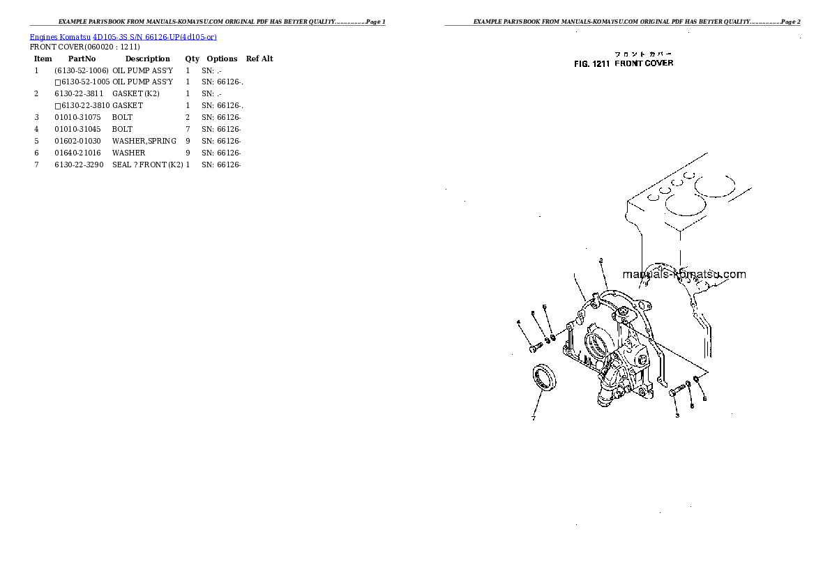 Protected: 4D105-3S S/N 66126-UP Partsbook