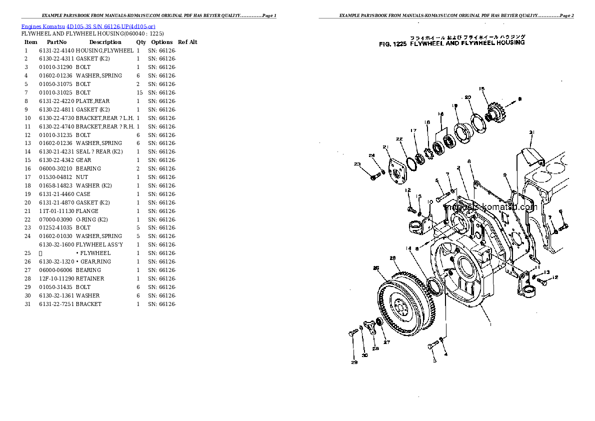 Protected: 4D105-3S S/N 66126-UP Partsbook