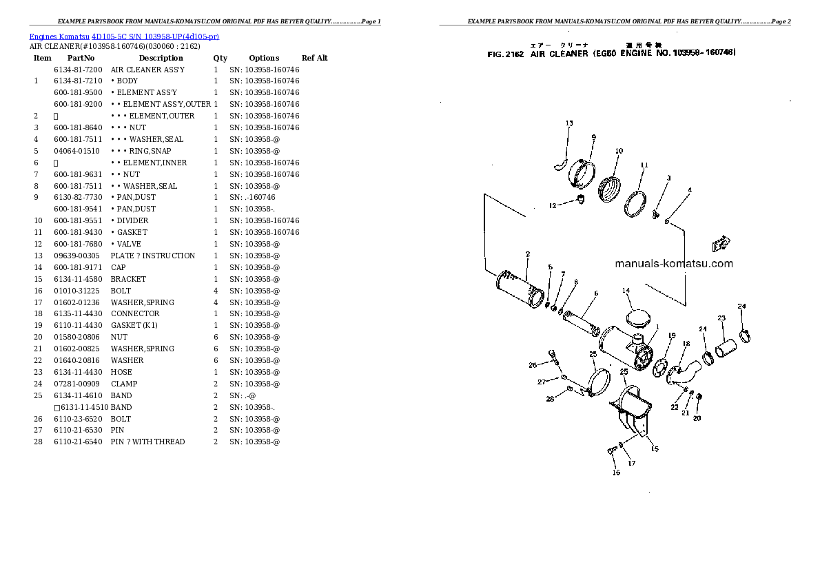Protected: 4D105-5C S/N 103958-UP Partsbook